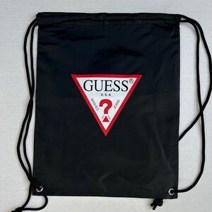 NEW GUESS Black and Red Logo Drawstring Backpack